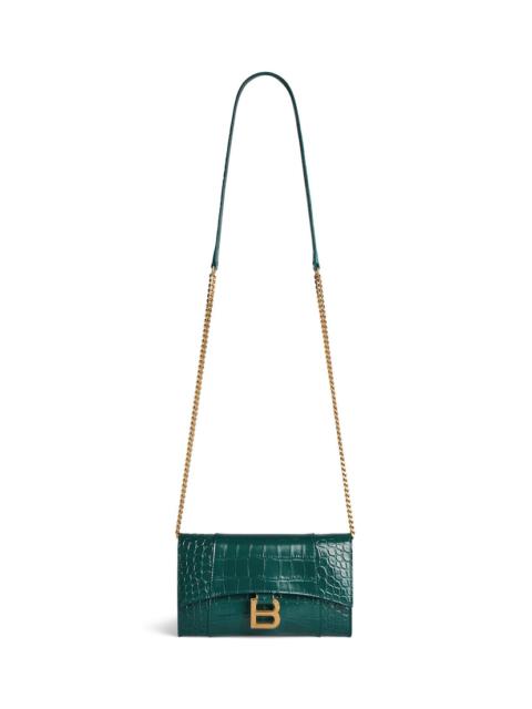 Women's Hourglass Wallet On Chain in Dark Emerald