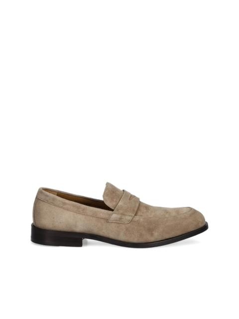 penny-slot suede loafers