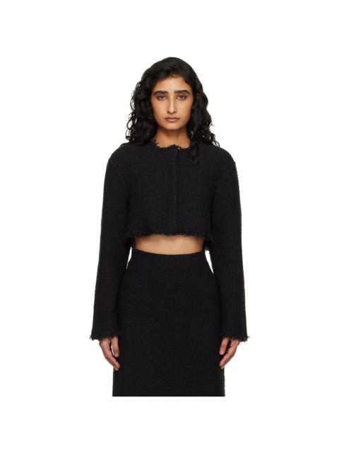 Black Boucle Long Sleeves Cropped Jacket