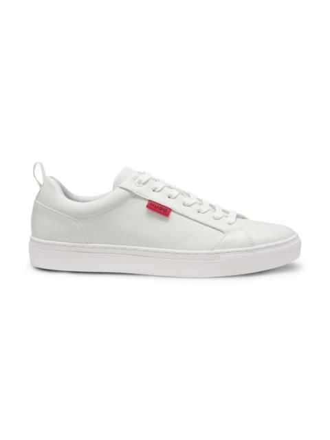 FAUX-LEATHER TRAINERS WITH RED LOGO FLAG