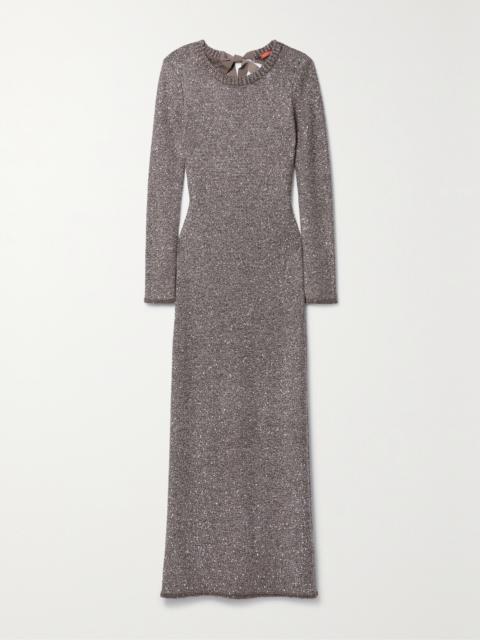 Cindy Open-back Sequined Stretch-knit Maxi Dress