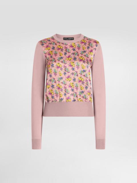 Small floral-print silk satin pullover