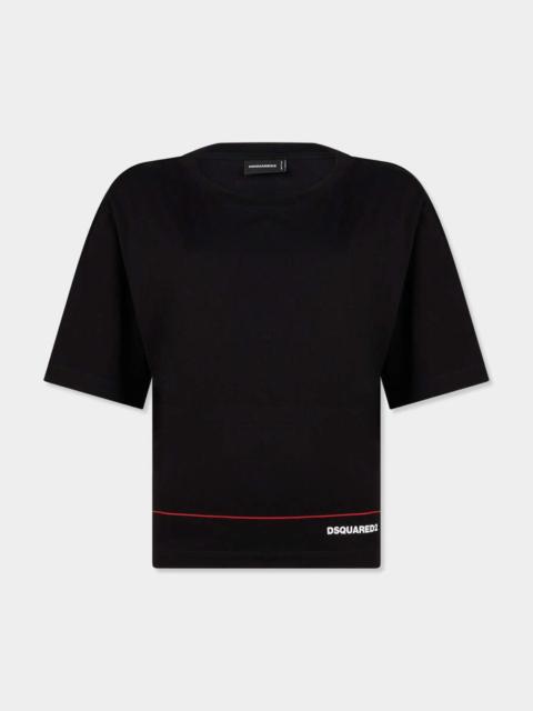 DSQUARED2 TAPE CROPPED BREEZY FIT T-SHIRT
