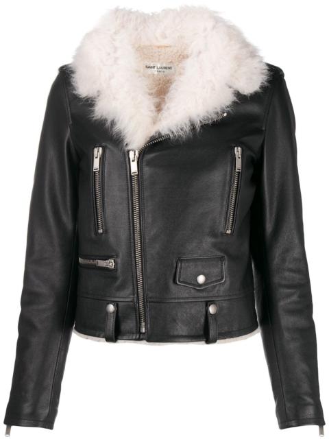 shearling collar biker jacket