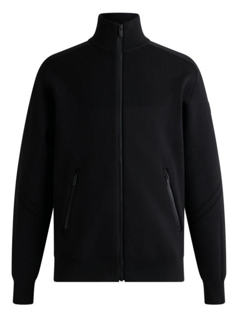 intarsia-panel ribbed bomber jacket