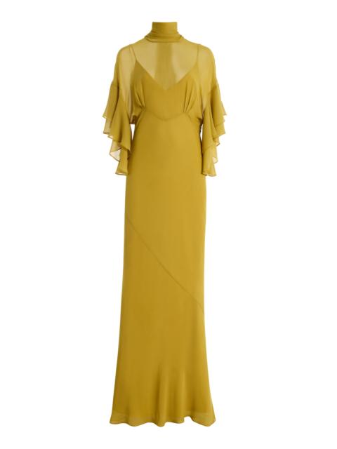 Lena Ruffled Georgette Maxi Dress yellow