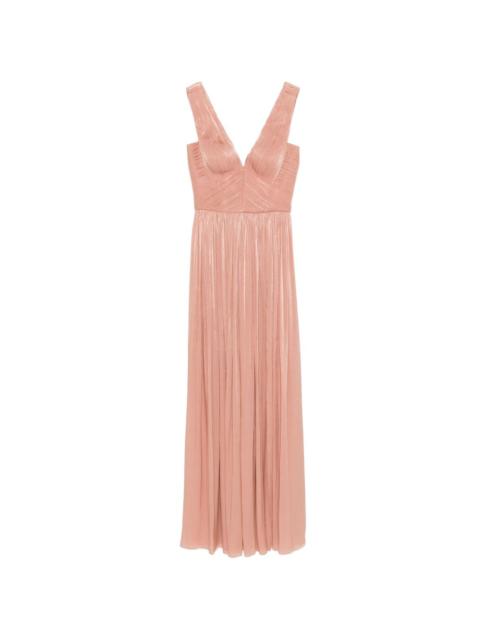 V-neck pleated maxi dress