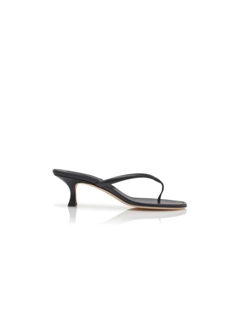Black Nappa Leather Thong Sandals