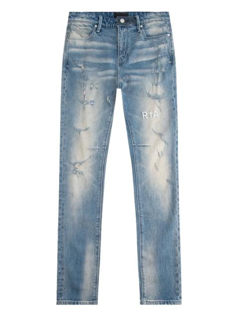 distressed bootcut jeans