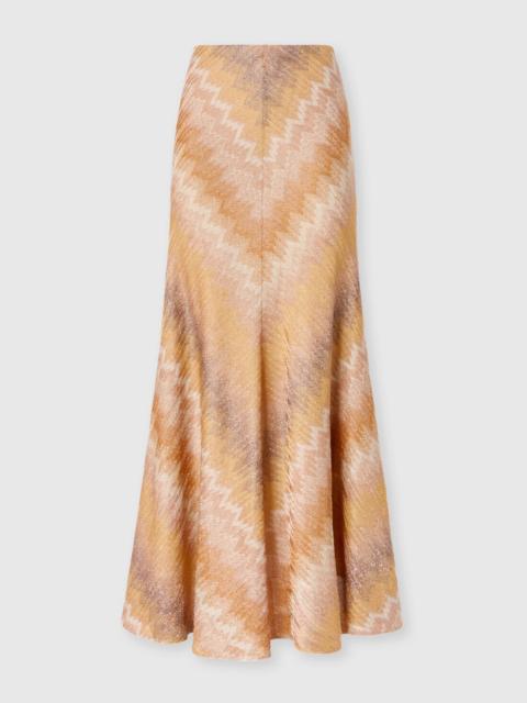 Viscose Lamé Snake-Pattern Long Skirt
