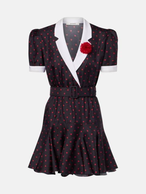 Printed silk twill minidress