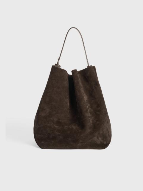 Belted suede tote brown