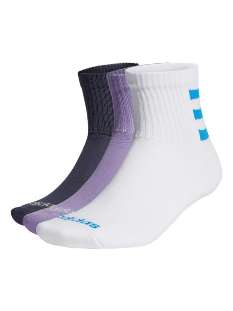 adidas neo Alphabet Stripe Athleisure Casual Sports Socks Unisex 1 3 Pairs dark grey Navy Blue / Pur