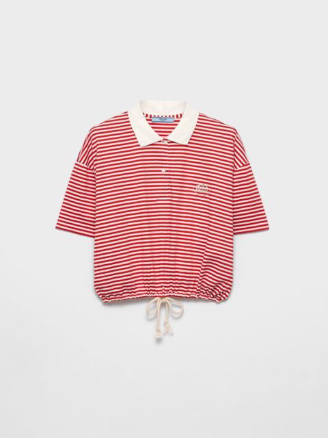 Striped jersey polo shirt