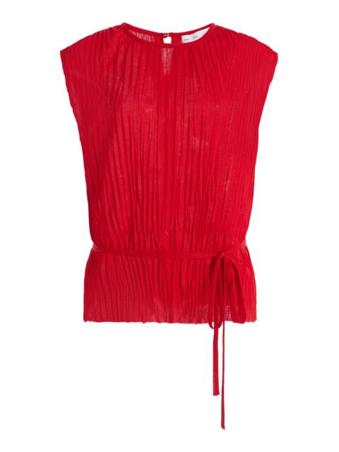 Lyra Pleated Jersey Top red