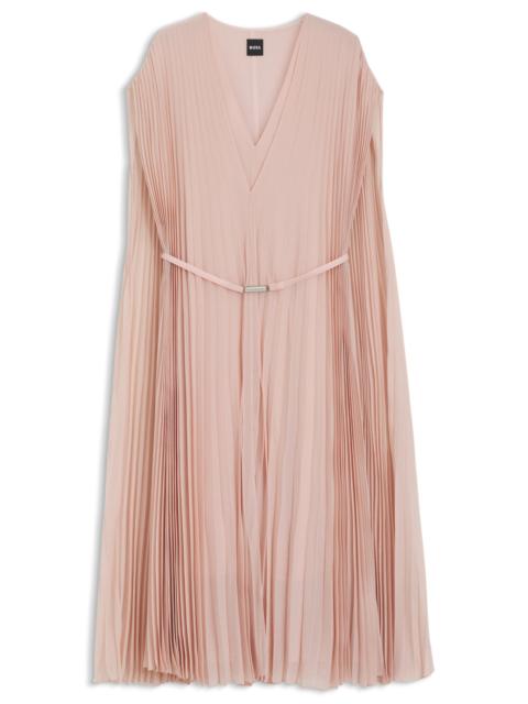 BELTED DRESS IN CRINKLE CHIFFON WITH OVERLAY