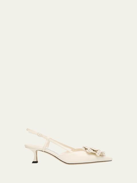 Mimmi Leather Kitten-Heel Slingback Pumps