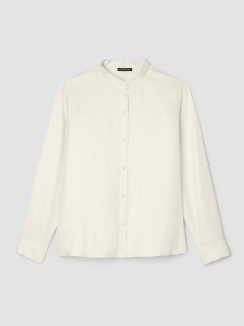 Silk Twill Band Collar Shirt