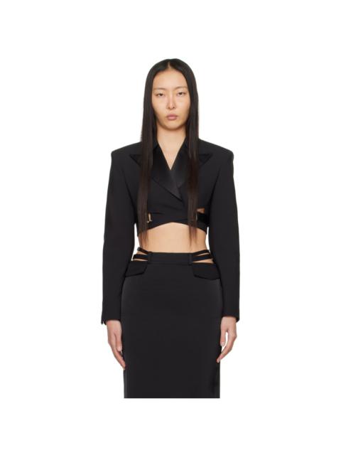 Black Interlock Tuxedo Blazer