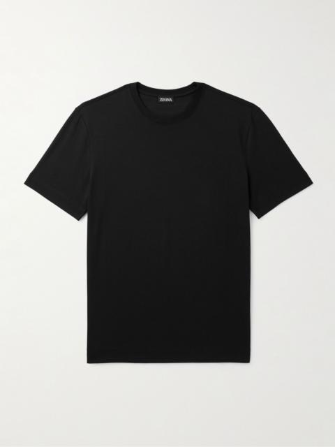 Slim-Fit Logo-Embroidered Cotton-Jersey T-Shirt Black