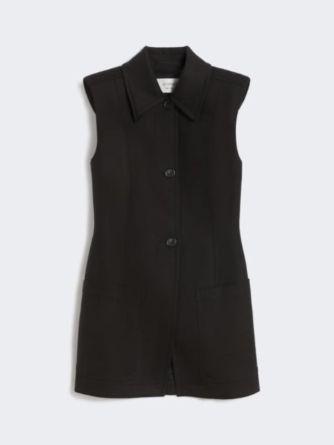 Sleeveless fitted gabardine blazer - black