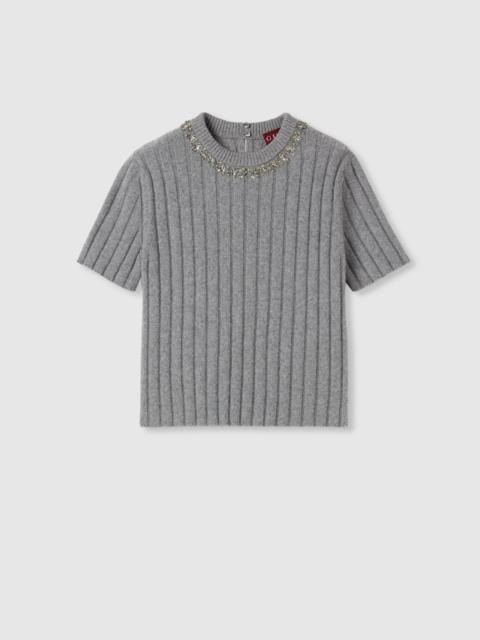 Rib soft wool and cashmere top
