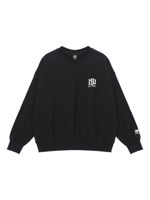 New Balance Logo Print Sweatshirt 'Black White' AMT23330-BK
