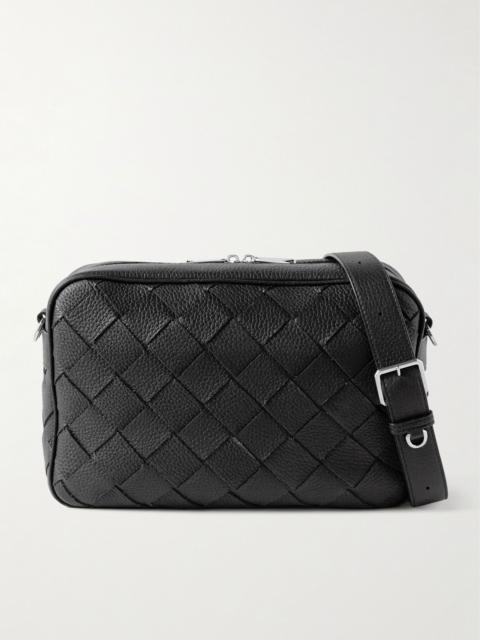 Intrecciato Full-Grain Leather Camera Bag Black