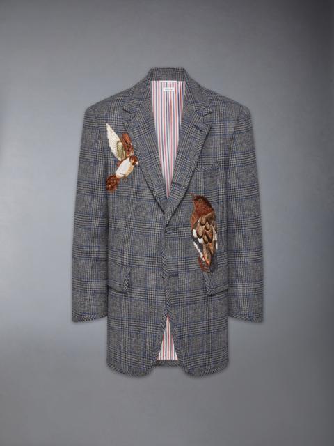 PRINCE OF WALES HUNTING TWEED BIRD APPLIQUE OVERSIZED JACKET