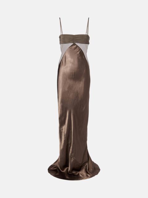 Combo silk-trimmed satin gown