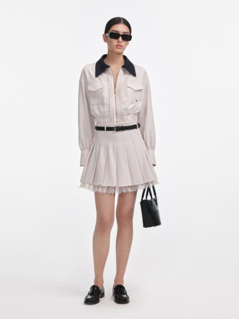 Cream Twill Pleated Mini Skirt