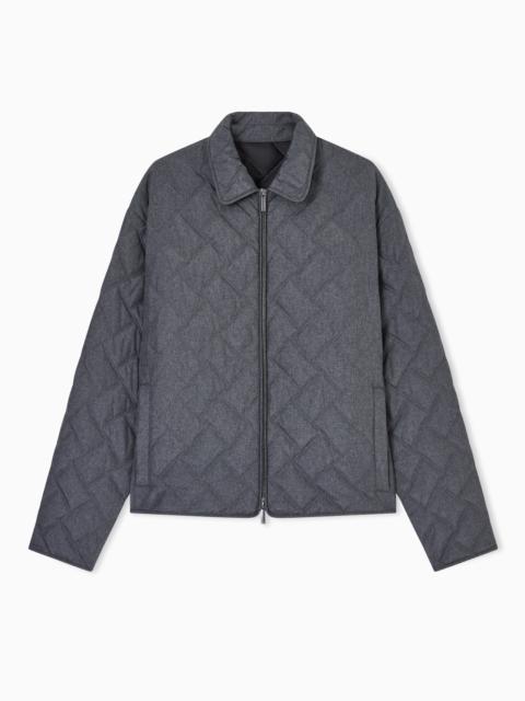 QUILTED NYLON BLOUSON WITH AN ALL-OVER CHECK MICRO PRINT