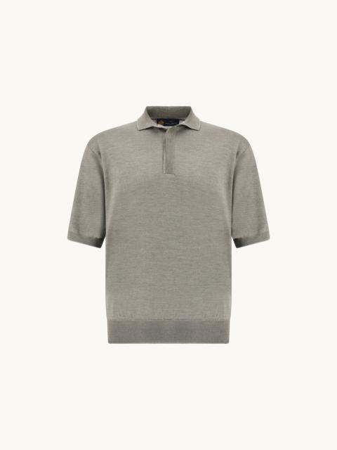 WOOL AND SILK POLO WITH SUEDE DETAILS