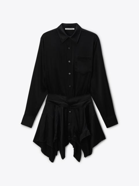 Black Silk Charmeuse Pre-Styled Double Shirtdress
