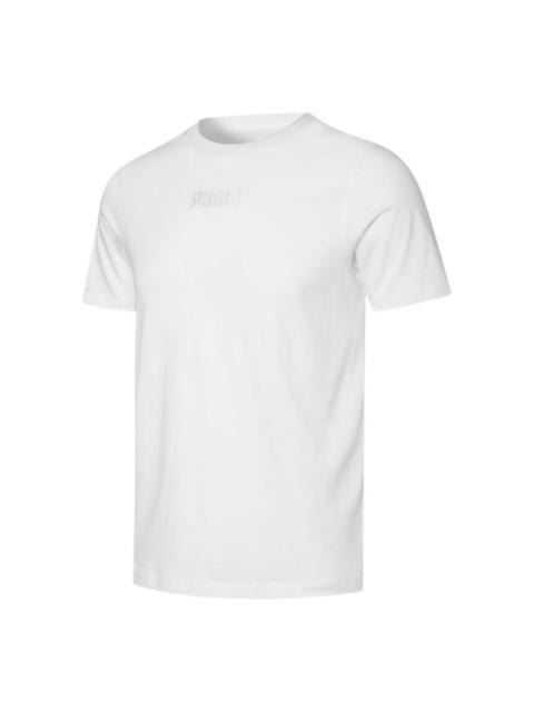 PUMA Modern Basics Tee Logo Embroidery Sport Round Neck Short Sleeves T Shirt s White 847669-02