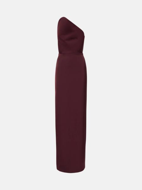 Asymmetric satin gown