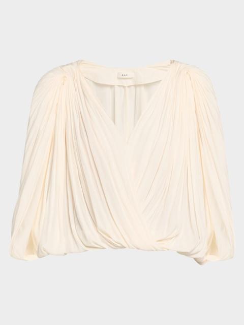 Vivian Draped Cape-Sleeve Top
