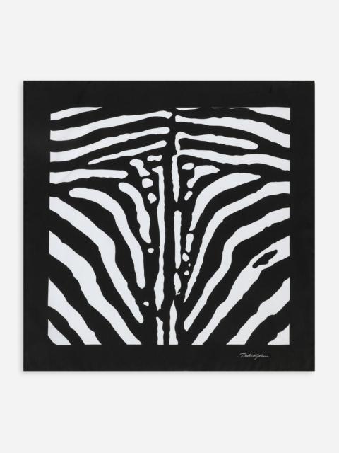 Zebra-print twill scarf (50 x 50)