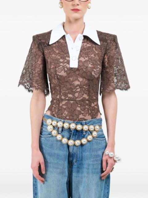 lace short-sleeves polo shirt