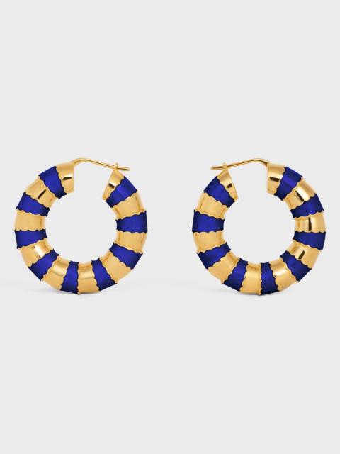 Frosted Hoops in Enamel and Brass with Gold Finish