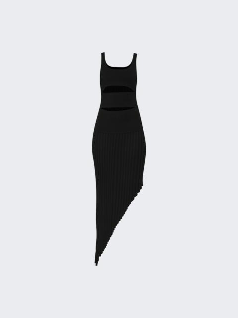 Slashed Knit Asymmetric Tank Dress Black