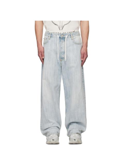 Blue Bleached Ring Baggy Jeans