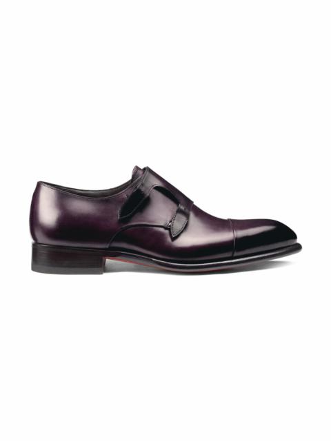 Men's purple leather double-buckle shoe
