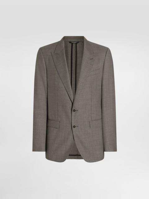 Single-breasted jacket in bird's eye wool