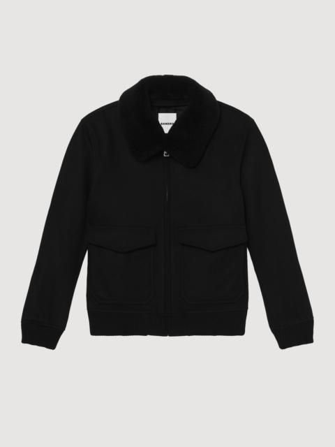 Aviator jacket with sheepskin collar