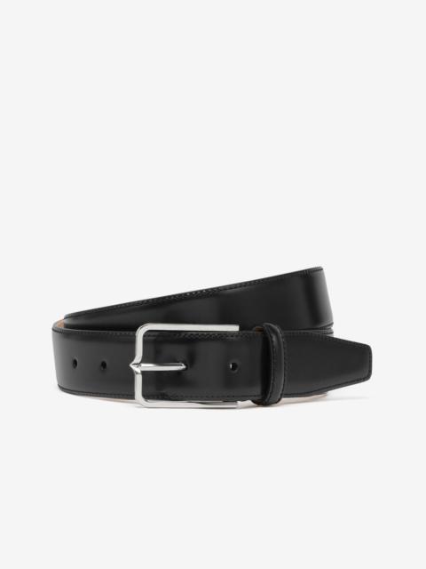 Black leather belt with silver buckle