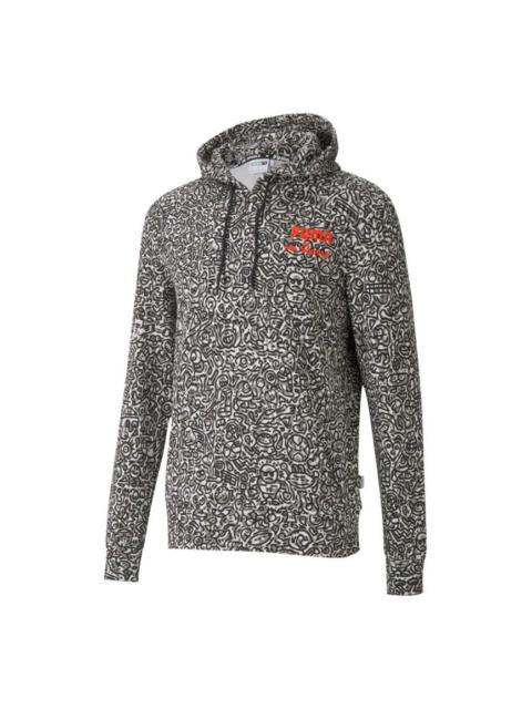 PUMA x Mr Doodle Crossover Drawstring hooded Knit Casual Sports Black 598680-01