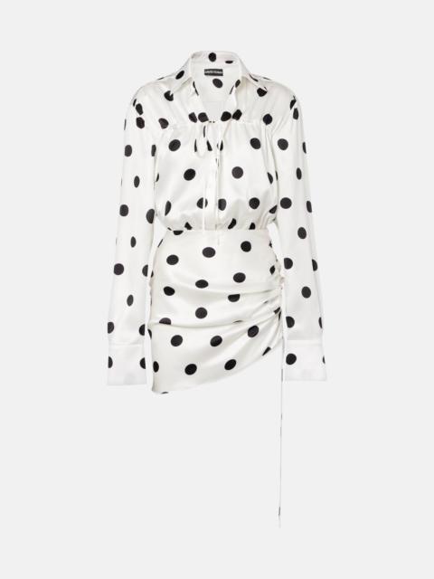Polka-dot silk satin minidress