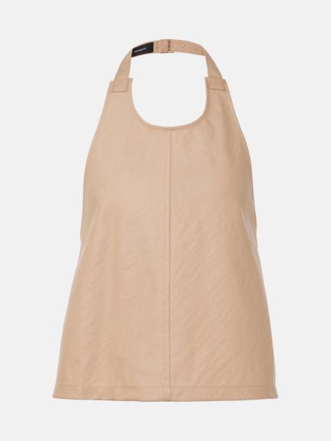 Halterneck cotton-blend drill top