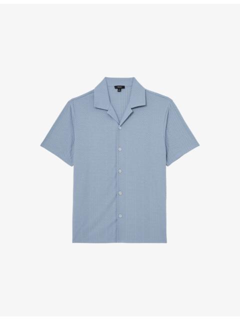 Frederick Cuban-Collar Jacquard  Stretch-Woven Shirt